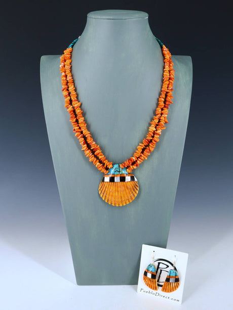 Santo Domingo Spiny Oyster Mosaic Shell Necklace Set