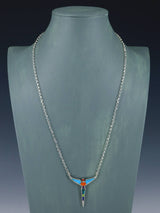 Navajo Indian Summer Inlay Sterling Silver Necklace