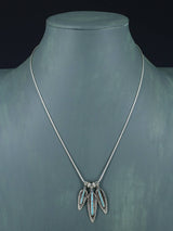 Native American Sterling Silver Turquoise Feather Inlay Necklace