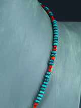 Native American Jewelry Turquoise and Coral Necklace