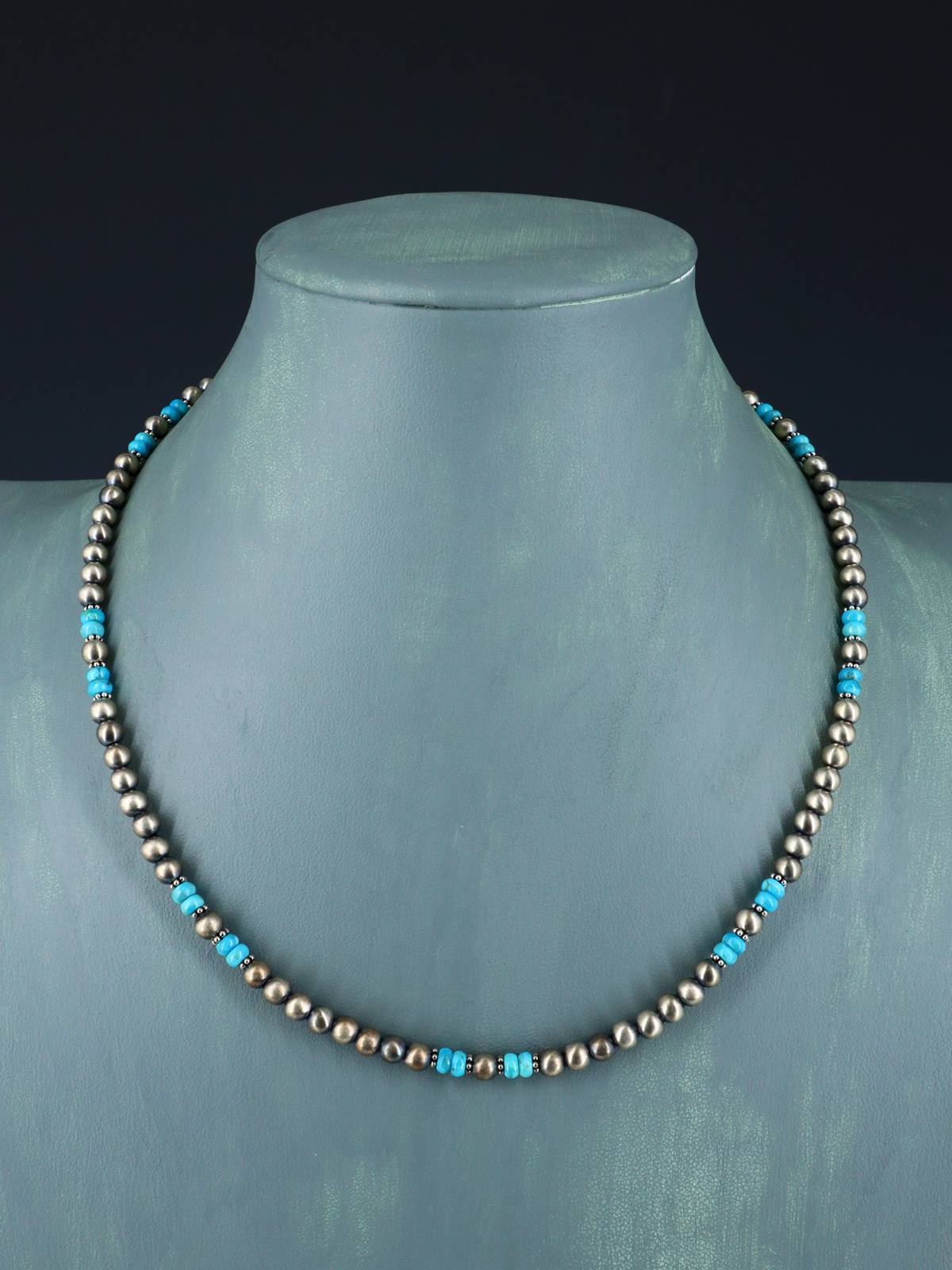 Collar de cuentas de turquesa redondeadas de nativos americanos