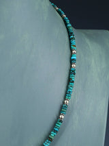 Collier de perles turquoise arrondies amérindiennes