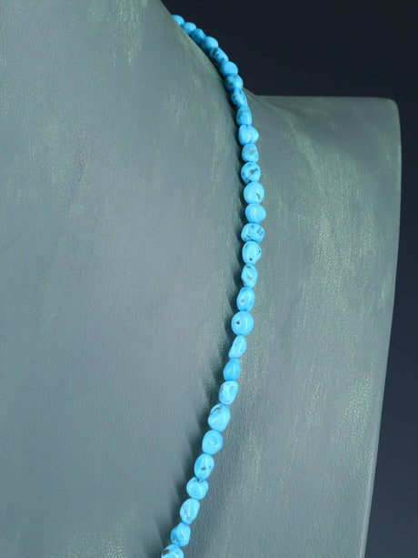 Collier de perles turquoise arrondies amérindiennes