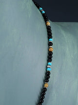 Collar de cuentas de ónix y opalita de joyería nativa americana