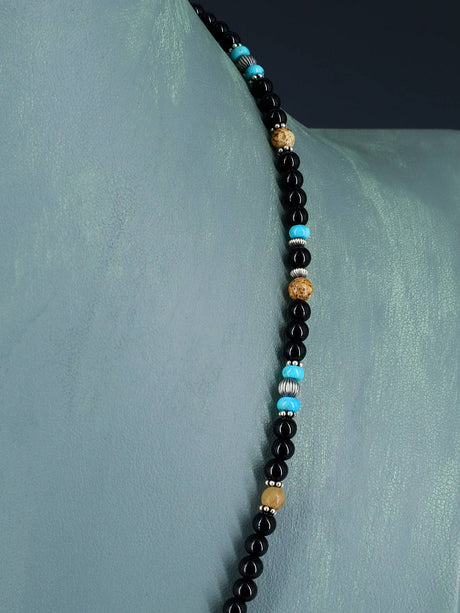 Native American Jewelry Onyx and Jasper Beaded Necklace