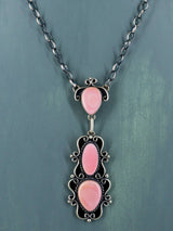 Ensemble collier et boucles d'oreilles lariat en argent sterling rhodochrosite amérindien
