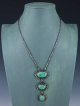 Native American Turquoise Sterling Silver Lariat Necklace