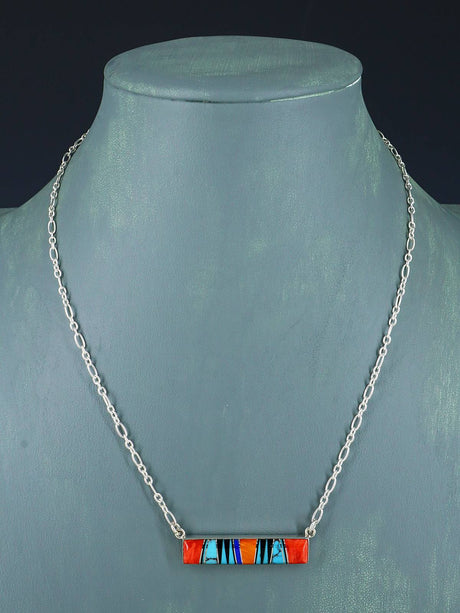 Collar con incrustaciones navajo de múltiples piedras de joyería nativa americana