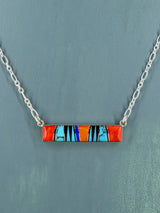 Collar con incrustaciones navajo de múltiples piedras de joyería nativa americana