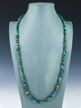 Collar de turquesa de una sola hebra de joyería india nativa americana de 22"