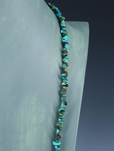 Collar de turquesa de una sola hebra de joyería india nativa americana de 22"