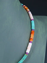 Single Strand Spiny Oyster and Turquoise Beaded Necklace