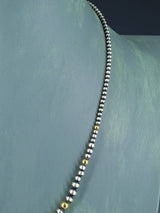 Graduated 18K Gold and Sterling Silver Beaded Necklace
