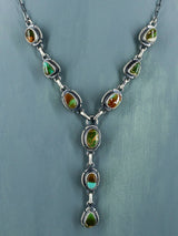 Navajo Natural Royston Turquoise Link Chain Lariat Necklace Set