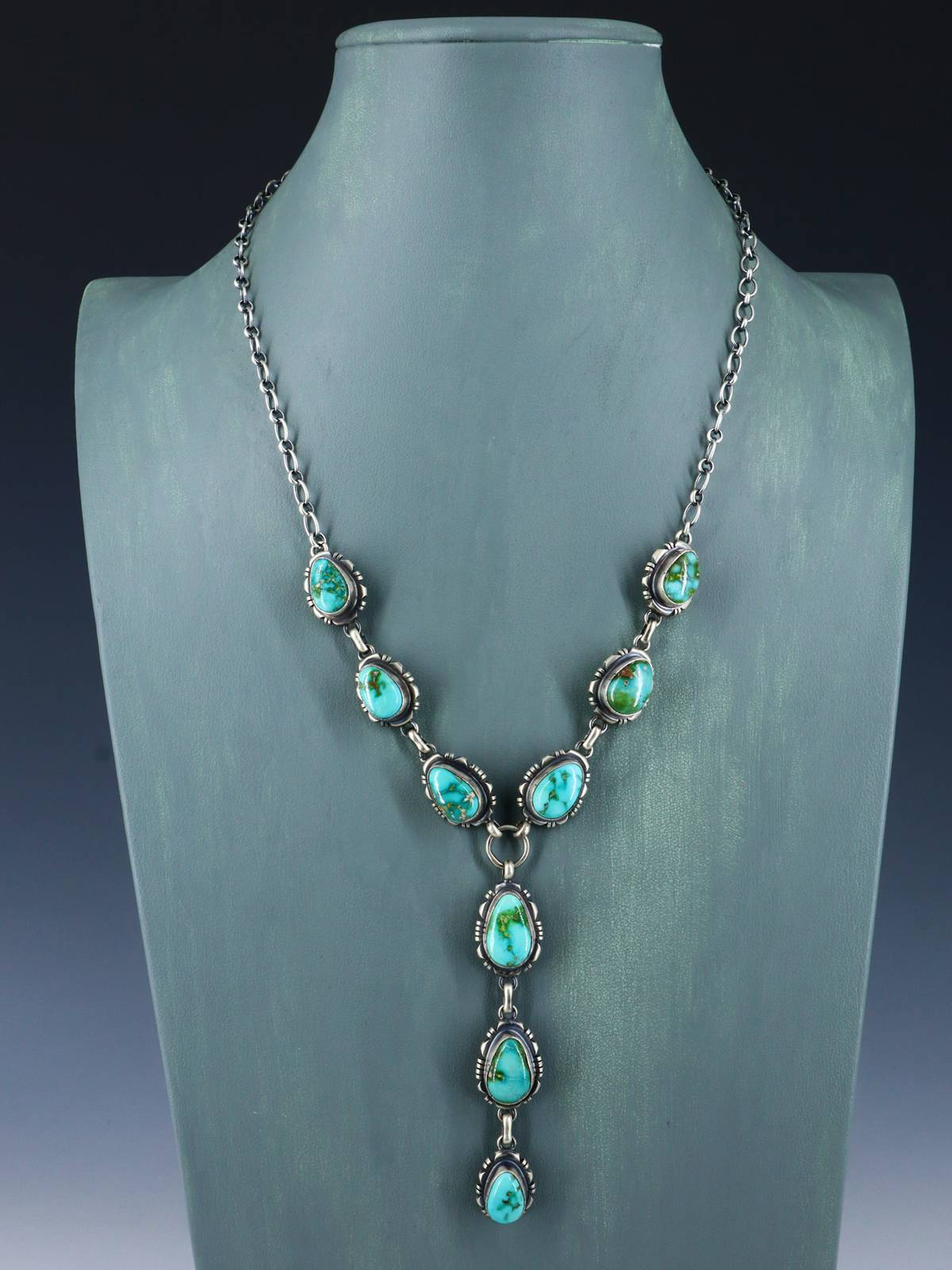 Native American Jewelry Sonoran Gold Turquoise Lariat Necklace