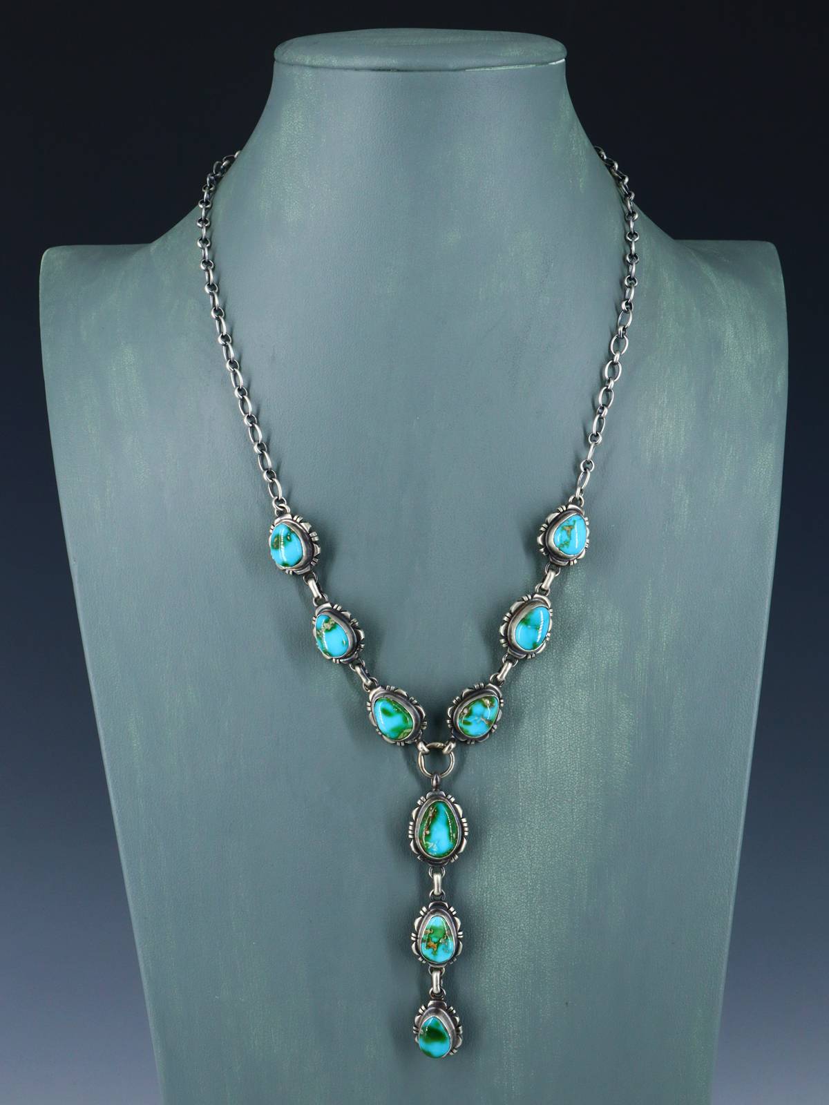 Native American Jewelry Sonoran Gold Turquoise Lariat Necklace