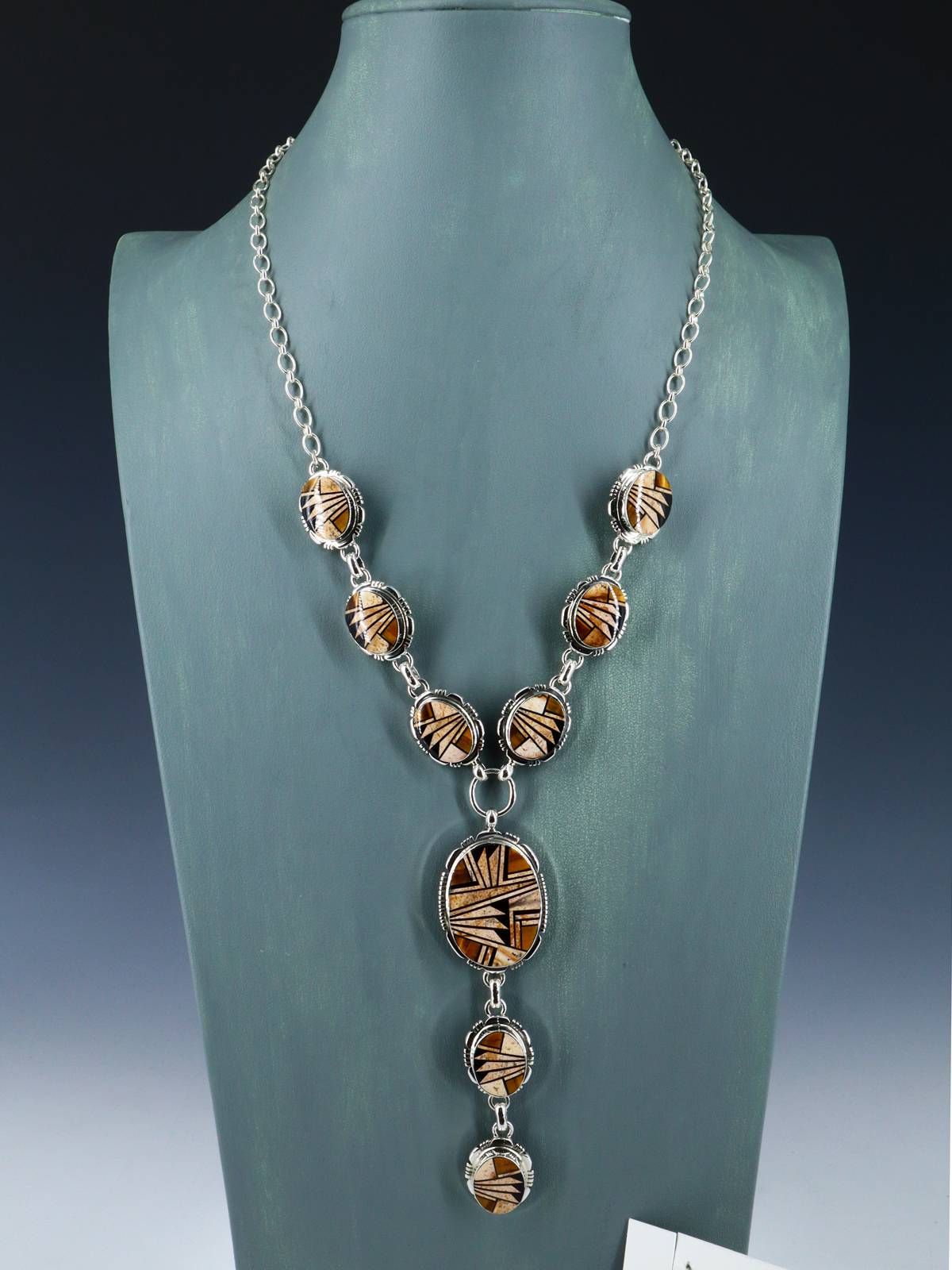 Native American Jewelry Mosaic Inlay Lariat Necklace Set