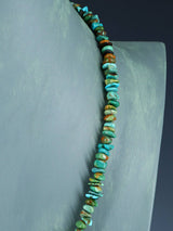 Collar de turquesa de una sola hebra de joyería india nativa americana de 22"