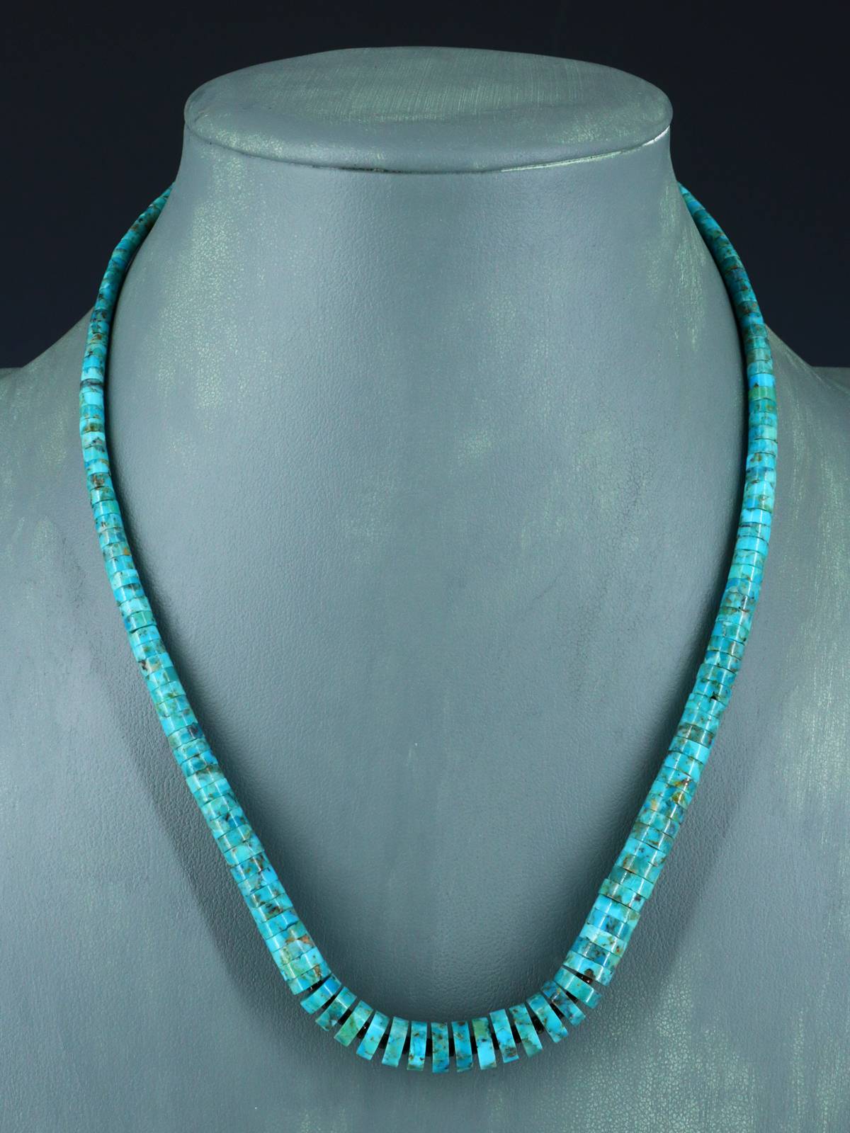 Native American Jewelry Single Strand Graduated Turquoise Necklace