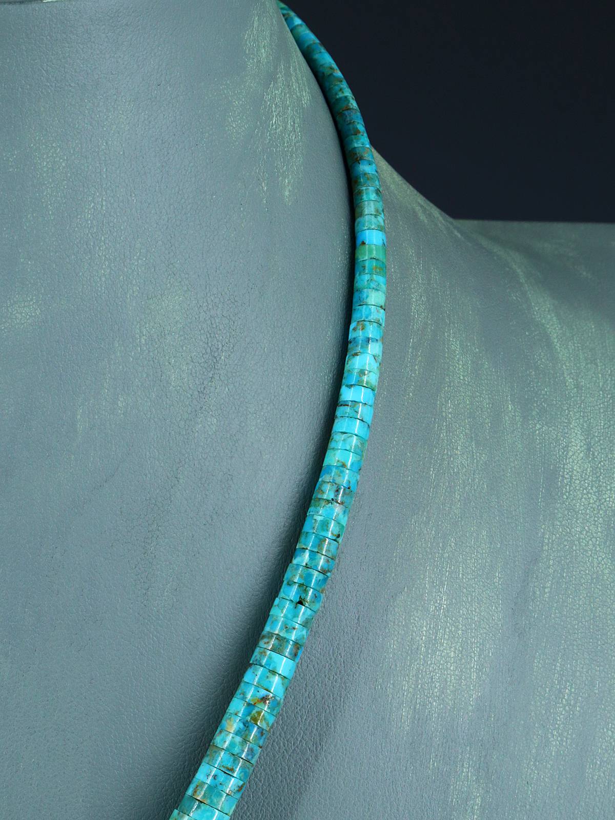 Native American Jewelry Single Strand Graduated Turquoise Necklace
