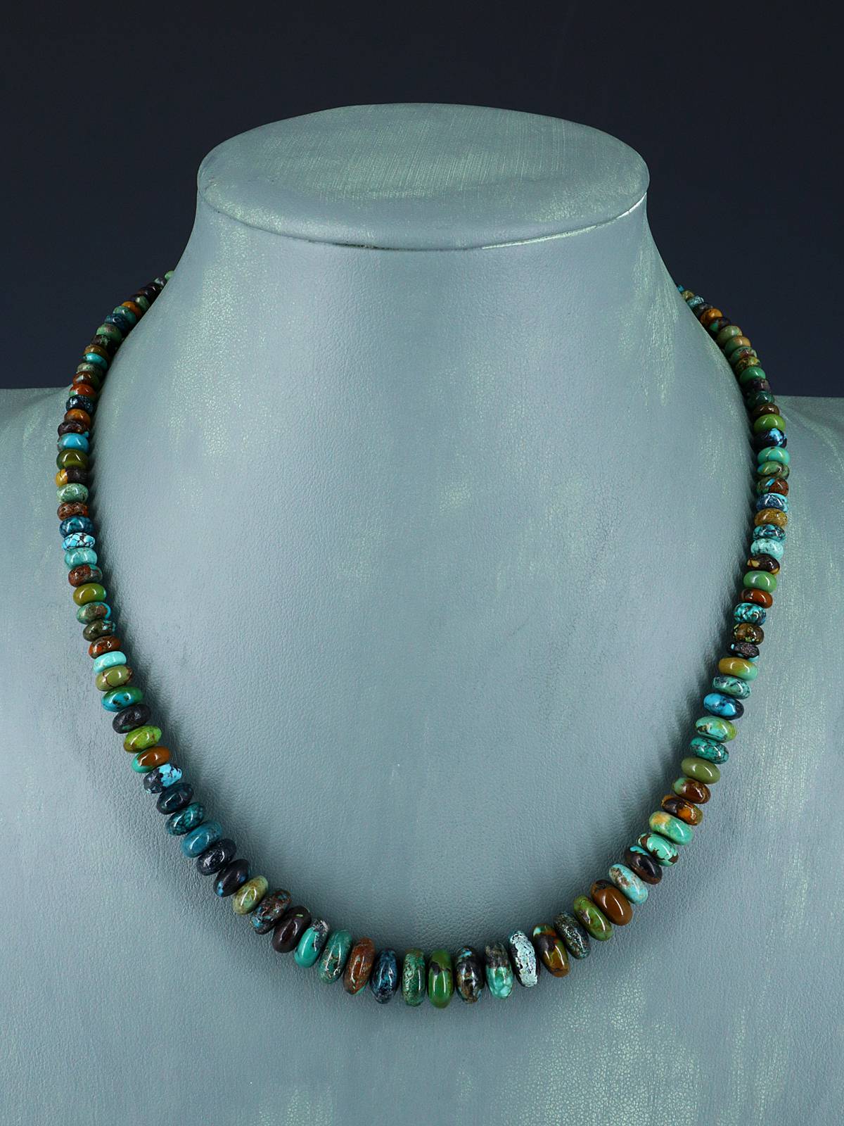 Collar de turquesa de una sola hebra de joyería india nativa americana de 19"