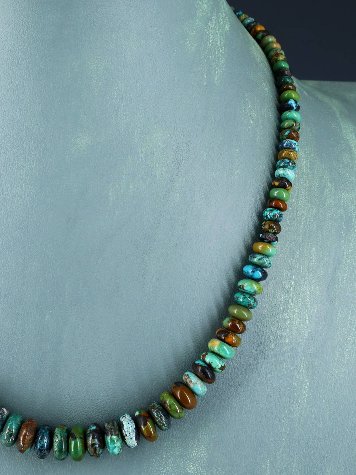 Collar de turquesa de una sola hebra de joyería india nativa americana de 19"