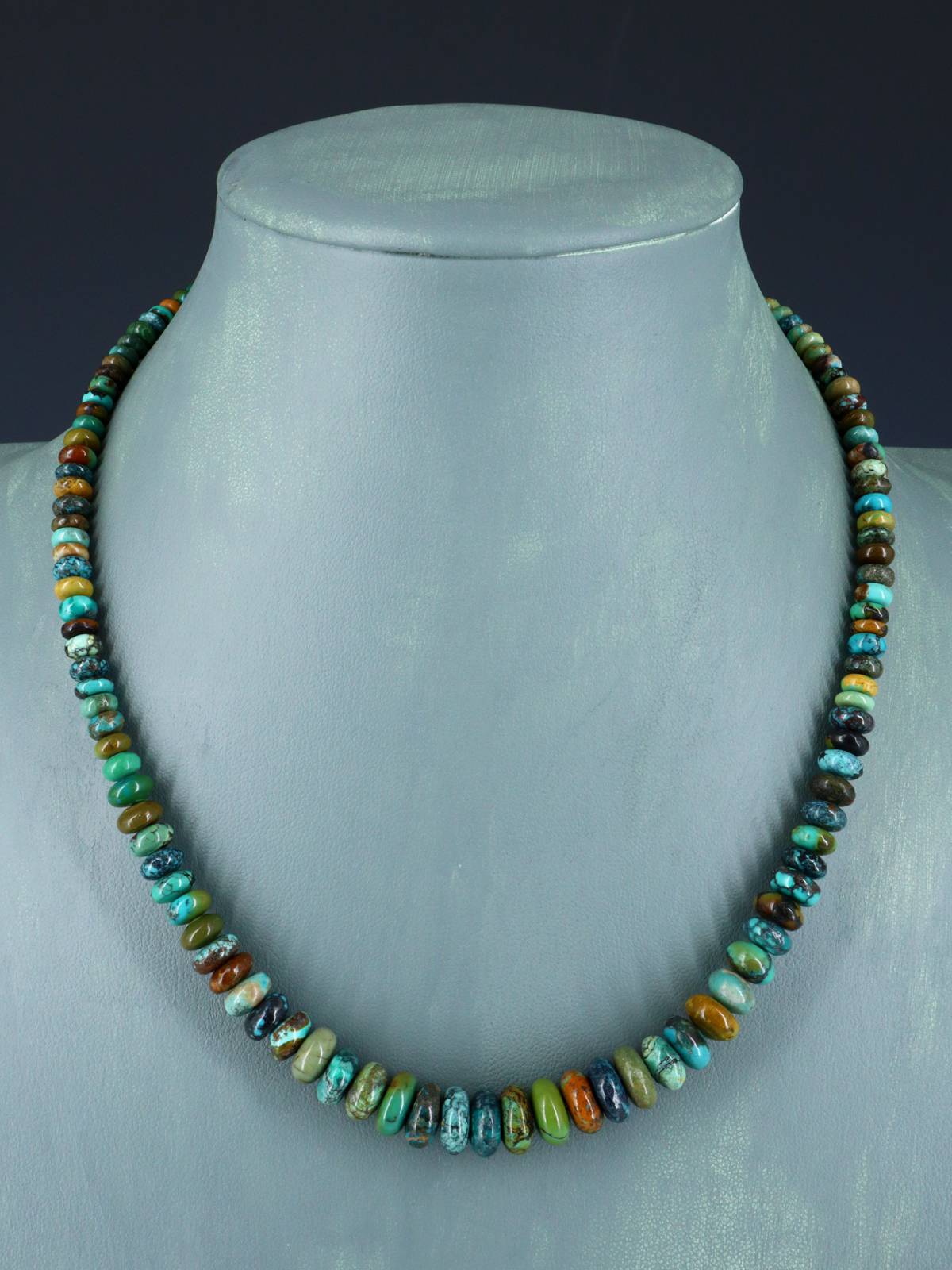 18" Native American Jewelry Single Strand Turquoise Necklace