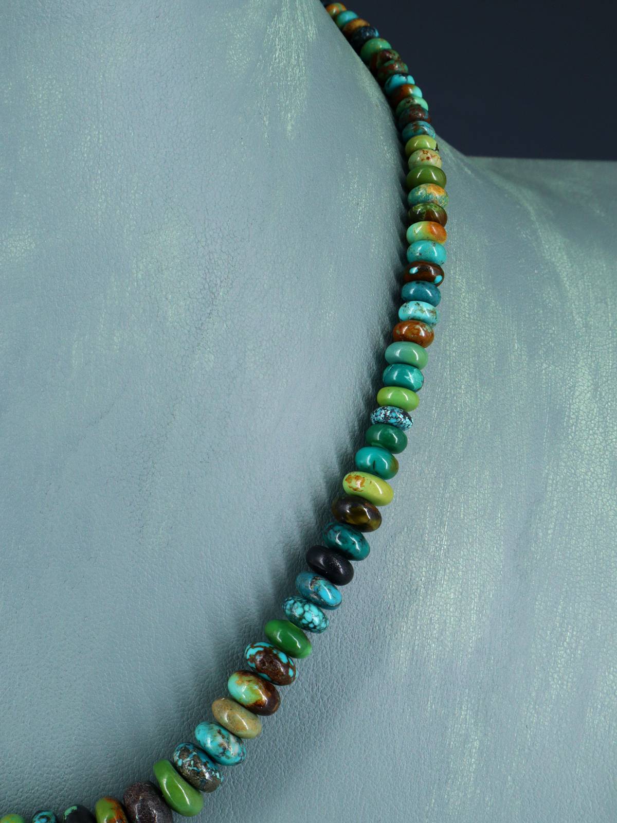Collar de turquesa de una sola hebra de joyería india nativa americana de 19"