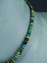 Collar de turquesa de una sola hebra de joyería india nativa americana de 19"
