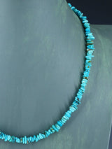 Collar de turquesa de una sola hebra de joyería india nativa americana de 22"
