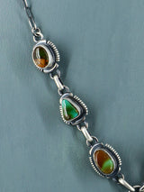 Navajo Natural Royston Turquoise Link Chain Lariat Necklace Set