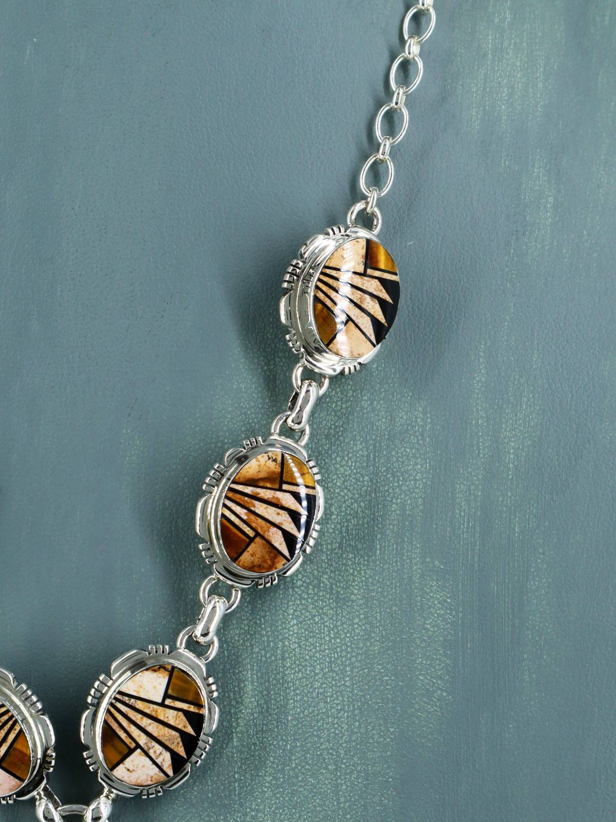 Native American Jewelry Mosaic Inlay Lariat Necklace Set