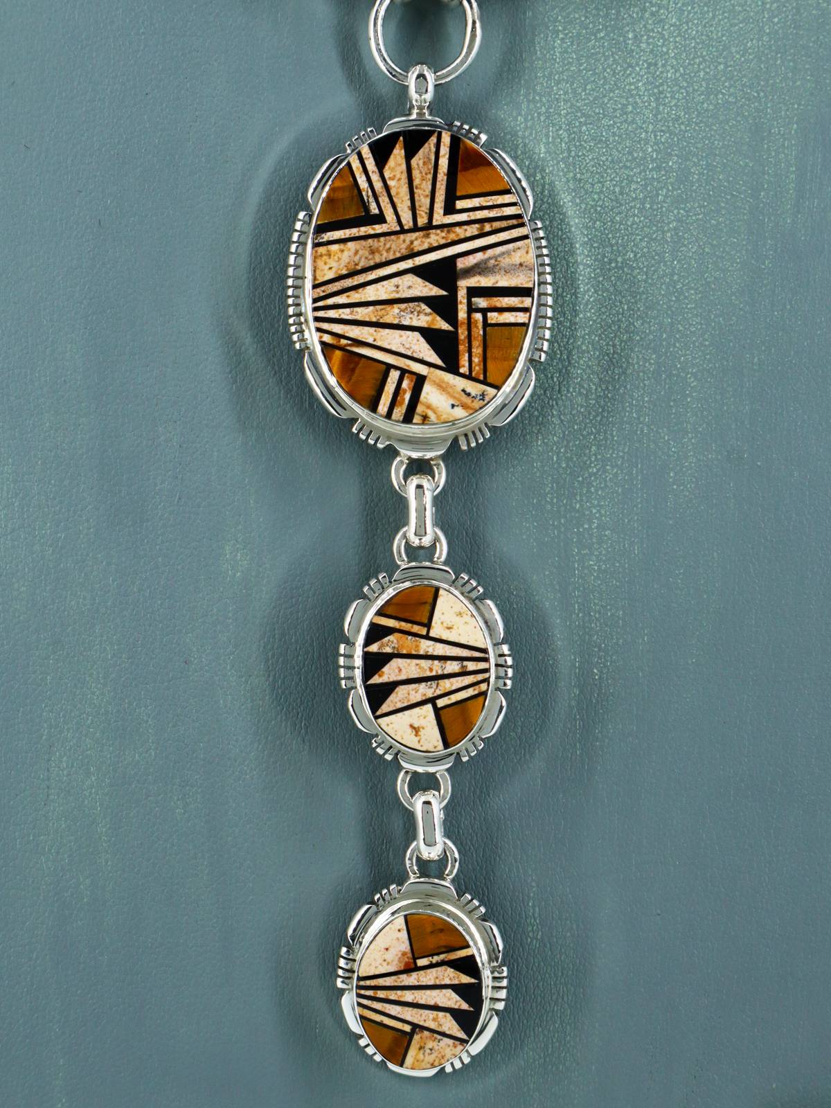 Native American Jewelry Mosaic Inlay Lariat Necklace Set