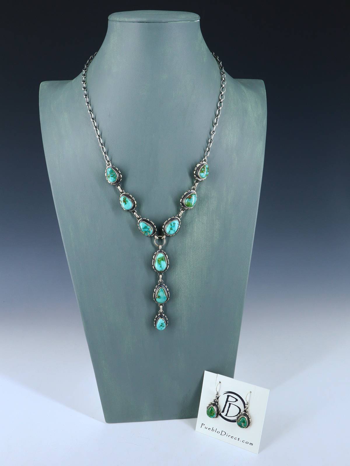 Native American Jewelry Sonoran Gold Turquoise Lariat Necklace