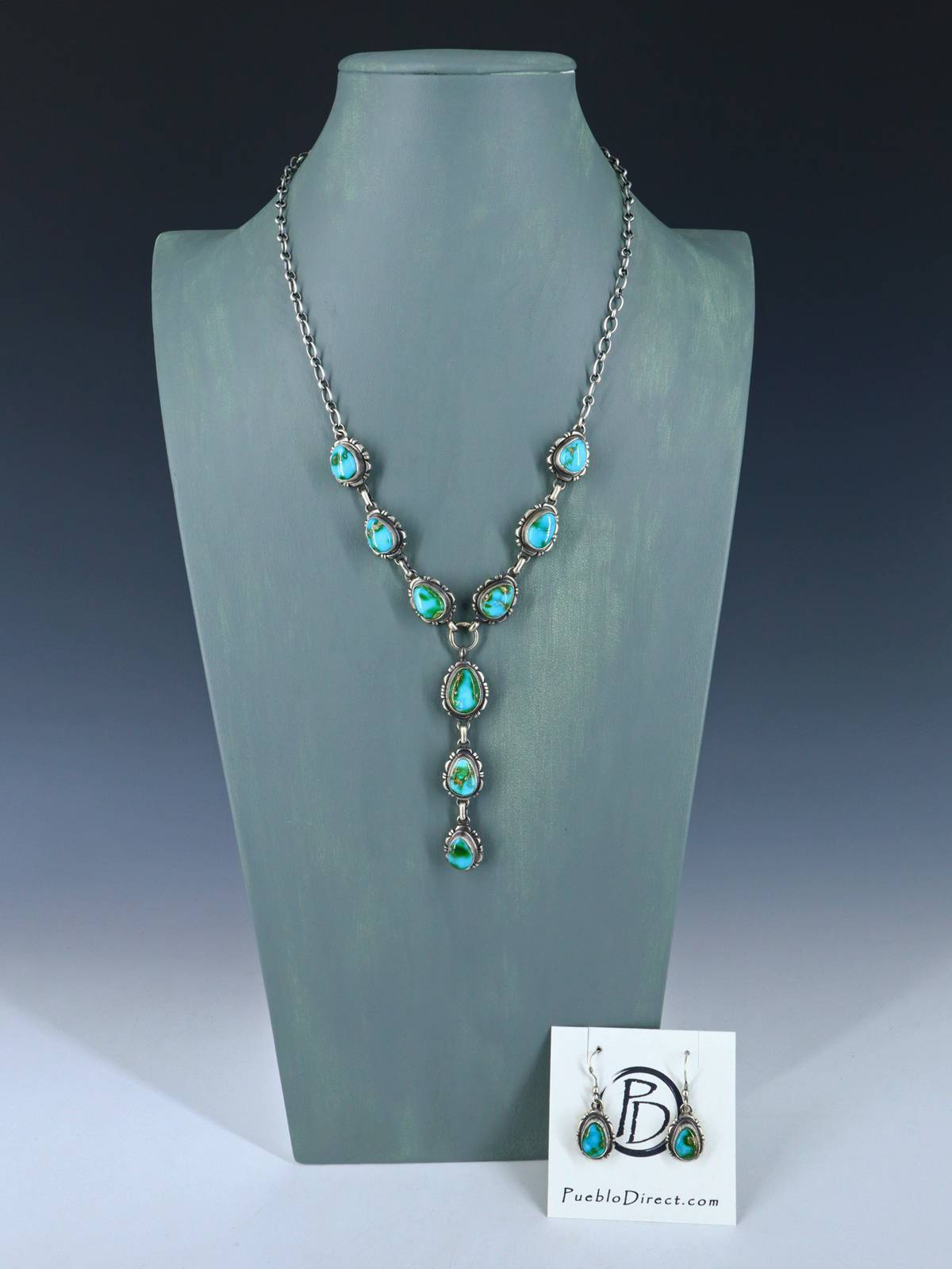 Native American Jewelry Sonoran Gold Turquoise Lariat Necklace