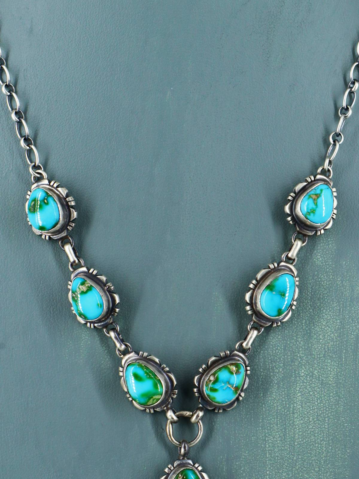 Native American Jewelry Sonoran Gold Turquoise Lariat Necklace