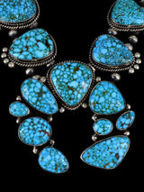 Native American Jewelry Kingman Turquoise Squash Blossom Necklace Set