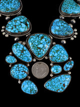 Native American Jewelry Kingman Turquoise Squash Blossom Necklace Set