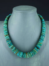 Navajo Single Strand Graduated Turquoise Disc Necklace