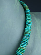 Navajo Single Strand Graduated Turquoise Disc Necklace