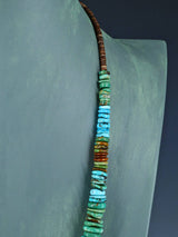 25" Navajo Single Strand Polychrome Turquoise Disc Necklace