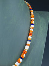 20" Navajo Single Strand Spiny Oyster and Lapis Necklace
