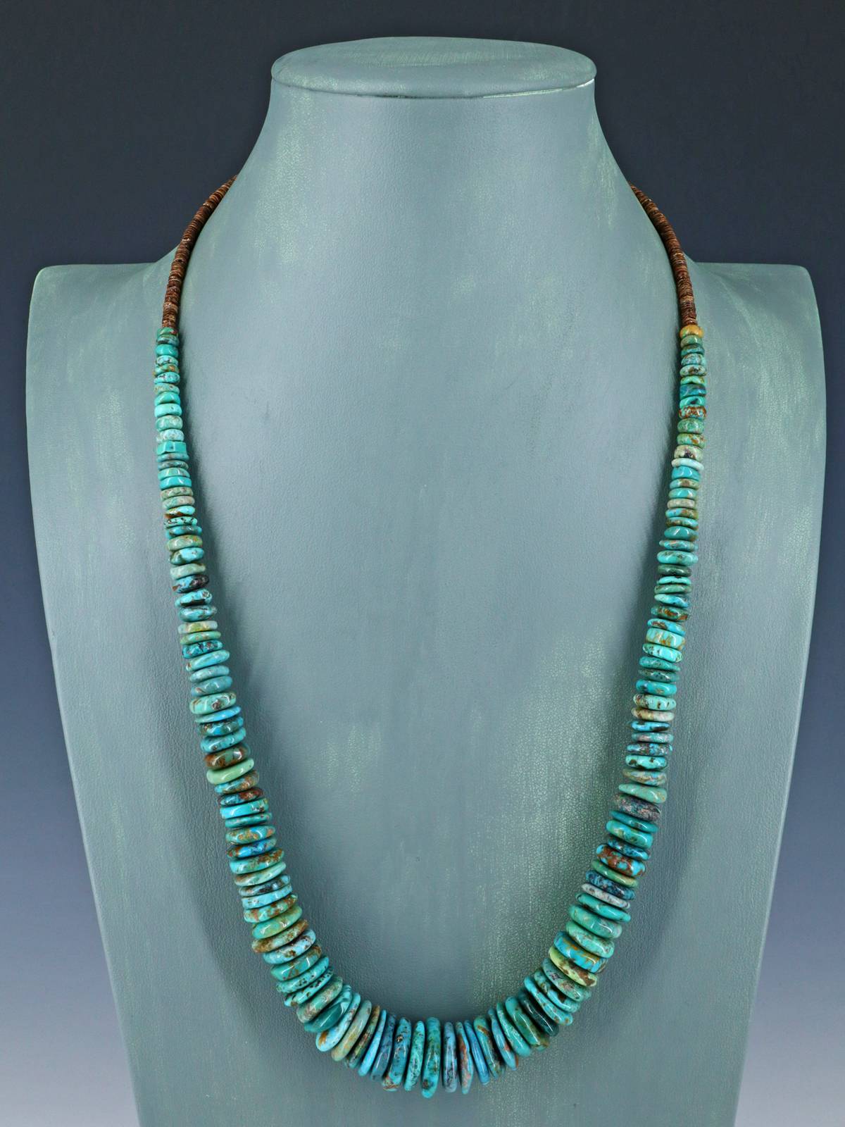 Navajo 25" Single Strand Graduated Turquoise Necklace