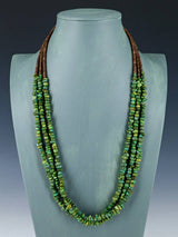 Navajo Three Strand Sonoran Gold Turquoise Necklace