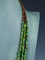 Navajo Three Strand Sonoran Gold Turquoise Necklace