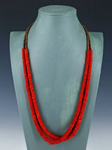 Bijoux amérindiens vintage Collier en corail naturel à 10 brins