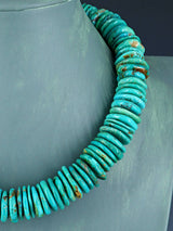 Navajo Single Strand Thick Turquoise Disc Choker Necklace