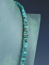 Navajo 26" Single Strand Blue Ridge Turquoise Disc Necklace