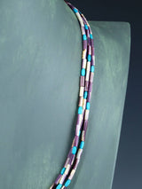 Collar de turquesa de oro de Sonora de cinco hebras de joyería nativa americana