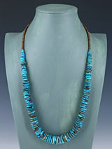 26" Navajo Single Strand Graduated Turquoise Disc Necklace